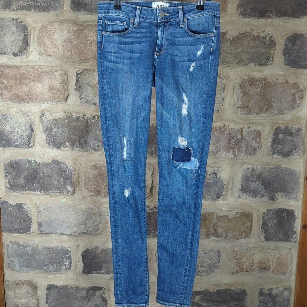 PAIGE Blue Jeans Verdugo Ultra Skinny Dazeley Destructive Denim Woman's Size 28